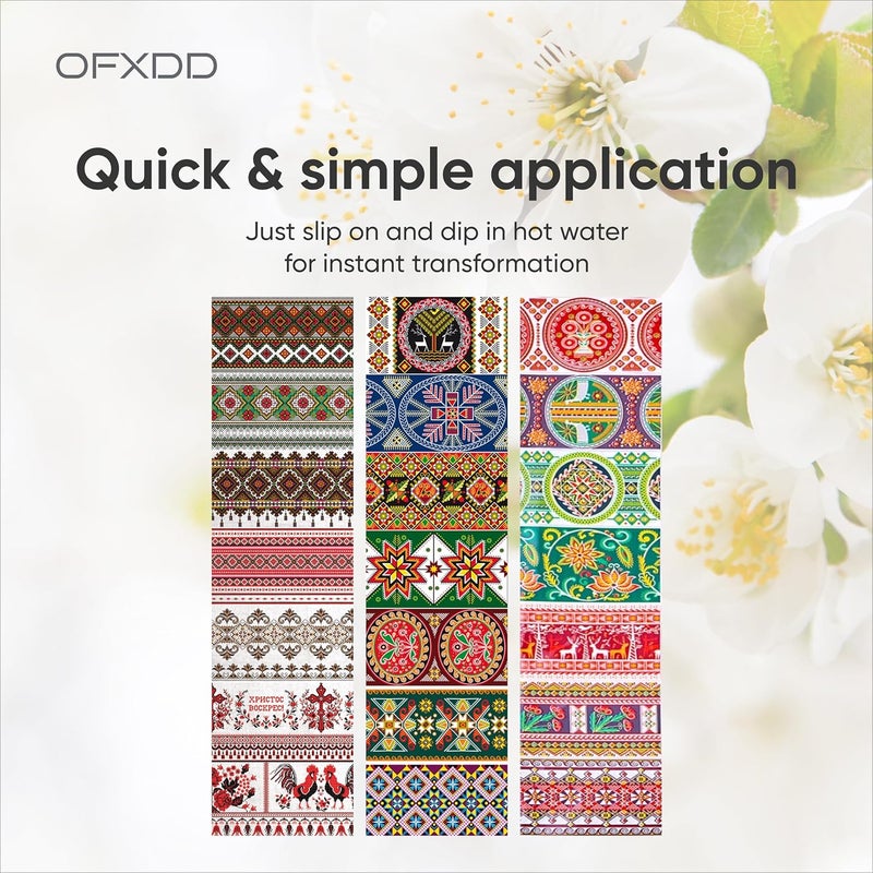 OFXDD 21 Pc Egg Wraps Easter Set - Traditional Easter Egg Shrink Wrappers - Ukrainian Easter Egg Decorating Kit - Othtodox Easter Egg Wrappers for Pysanka - Thermo Easter Egg Sleeves - Image 5